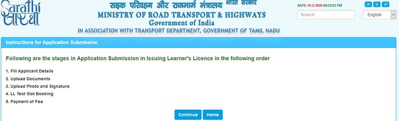 How to Apply for New Learner's Licence Step 4