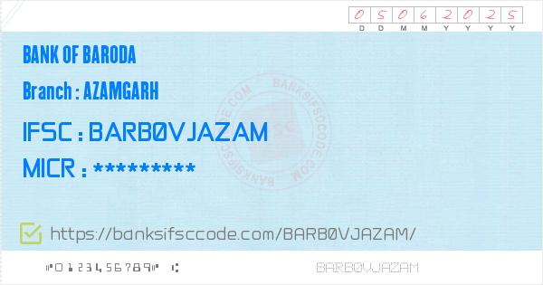 ifsc code of bank of baroda uttar pradesh azamgarh