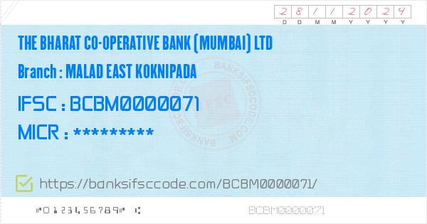 The Bharat Co-operative Bank (mumbai) Ltd Malad East Koknipada Branch ...