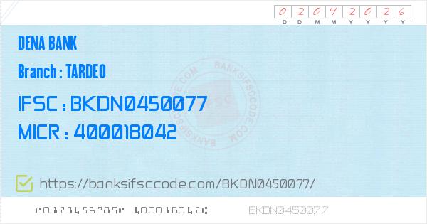 Dena Bank Tardeo Branch IFSC Code - Greater Mumbai ...
