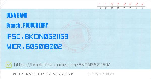Dena Bank Puducherry Branch Ifsc Code Pondicherry Contact Phone