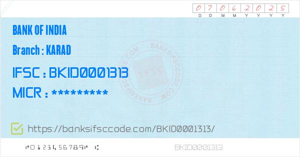 ifsc code bank of india karad