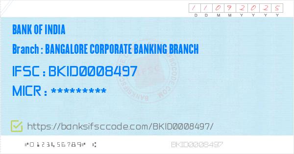 Bank Of India Bangalore Corporate Banking Branch Branch Ifsc Code