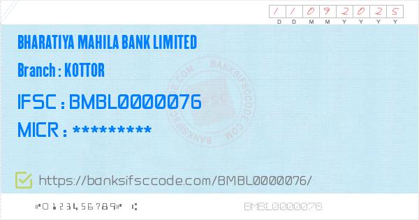 Bharatiya Mahila Bank Limited Kottor Branch Ifsc Code