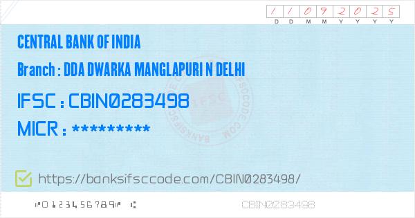 Central Bank Of India Dda Dwarka Manglapuri N Delhi Branch Ifsc