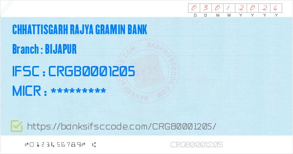 Chhattisgarh Rajya Gramin Bank Bijapur Branch IFSC Code Bijapur CRGB