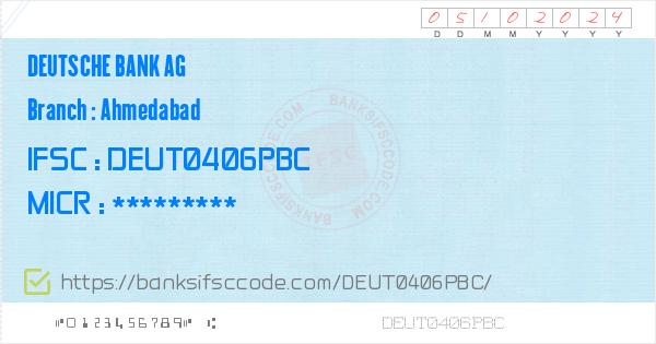 Deutsche Bank Ag Ahmedabad Branch IFSC Code - Ahmedabad ...