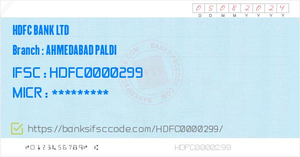 Hdfc Bank Ltd Ahmedabad Paldi Branch Ifsc Code Ahmedabad Contact Phone Number Address 5011