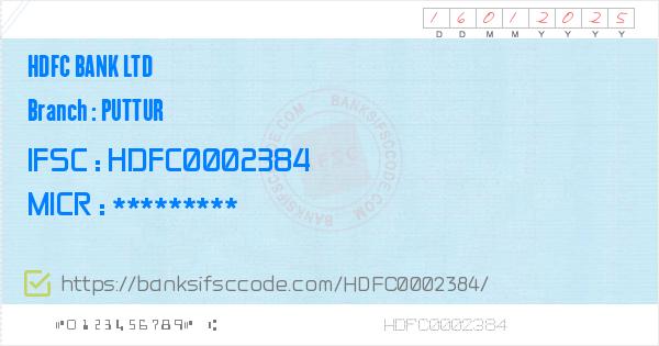 Hdfc Bank Ltd Puttur Branch IFSC Code - Chittoor. Contact ...