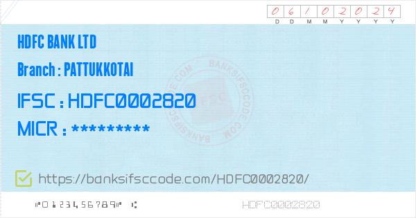 Hdfc Bank Ltd Pattukkotai Branch IFSC Code - Thanjavur ...