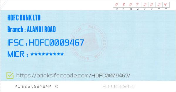Hdfc Bank Ltd Alandi Road Branch MICR Code - Pune