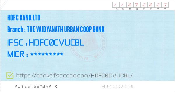 Hdfc Bank Ltd The Vaidyanath Urban Coop Bank Branch Ifsc Code