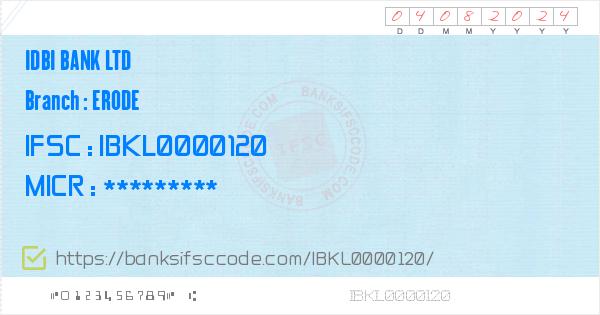 Idbi Bank Ltd Erode Branch Ifsc Code Erode Contact Phone Number Address 8179