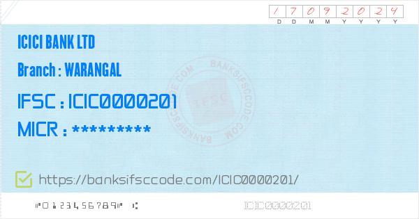 Icici Bank Ltd Warangal Branch Ifsc Code Warangal Contact Phone - 