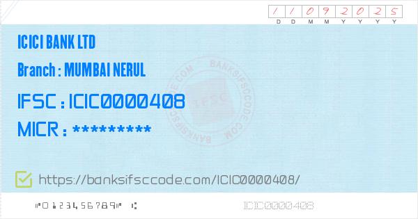 Icici Bank Ltd Mumbai Nerul Branch Ifsc Code Thane Contact
