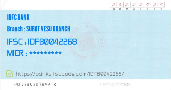 idfc-bank-surat-vesu-branch-branch-micr-code-surat