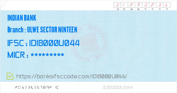Indian Bank Ulwe Sector Ninteen Branch IFSC Code - Raigad, IB Ulwe ...