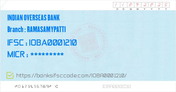 Indian Overseas Bank Ramasamypatti Branch Ifsc Code