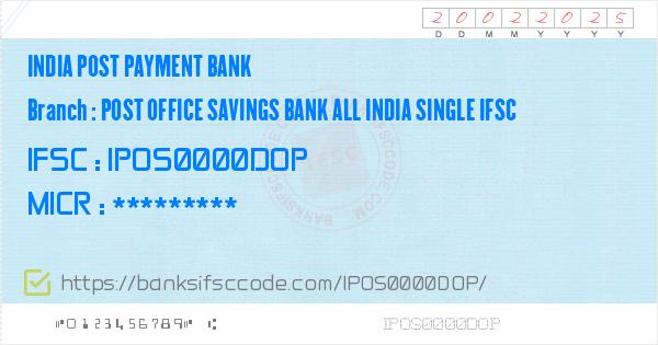 post office savings bank ifsc code kolkata