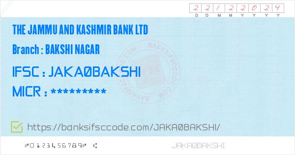 The Jammu And Kashmir Bank Ltd Bakshi Nagar Branch IFSC Code - Jammu, J ...