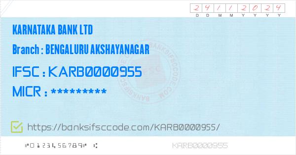 Karnataka Bank Ltd Bengaluru Akshayanagar Branch IFSC Code - Bengaluru ...