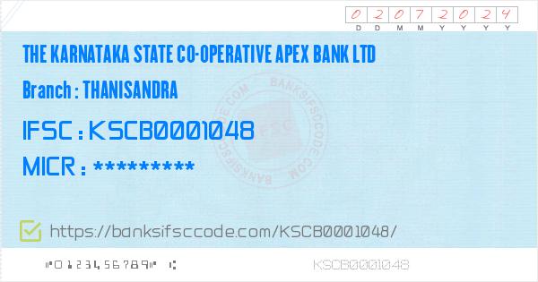 The Karnataka State Co Operative Apex Bank Ltd Thanisandra Branch Ifsc Code Bangalore Contact Phone Number Address