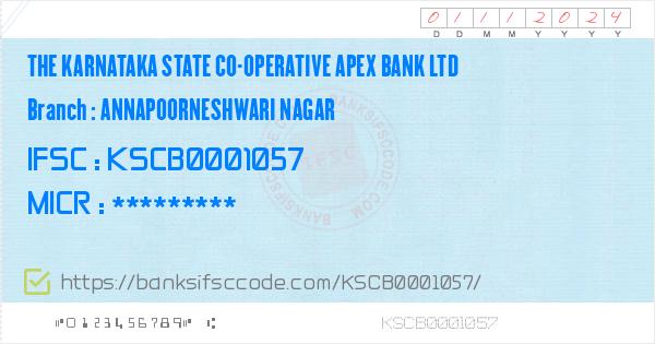 The Karnataka State Co Operative Apex Bank Ltd Annapoorneshwari Nagar Branch Ifsc Code Bengaluru Contact Phone Number Address