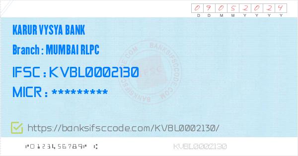 Karur Vysya Bank Mumbai Rlpc Branch IFSC Code - Mumbai ...