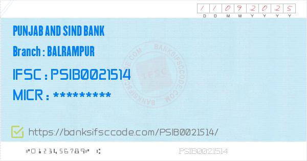 Punjab And Sind Bank Balrampur Branch Ifsc Code Balrampur Psb