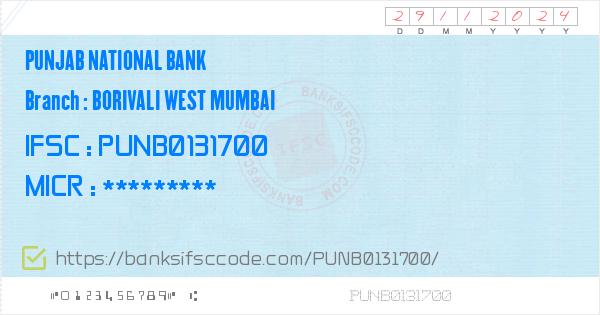 Punjab National Bank Borivali West Mumbai Branch Ifsc Code Greater - 