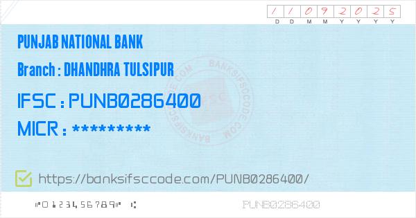 Punjab National Bank Dhandhra Tulsipur Branch Ifsc Code