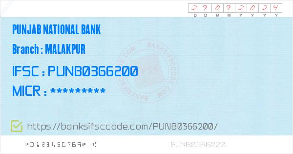 Punjab National Bank Malakpur Branch IFSC Code ...