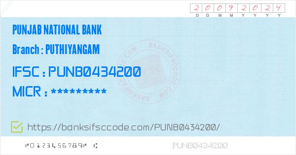 Punjab National Bank Puthiyangam Branch IFSC Code Palakkad PNB