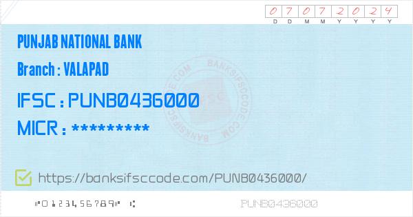 Punjab National Bank Valapad Branch IFSC Code - Trissur, PNB Valapad