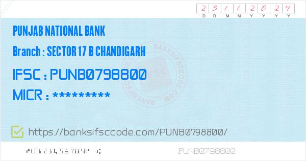 Punjab National Bank Sector 17 B Chandigarh Branch IFSC Code ...