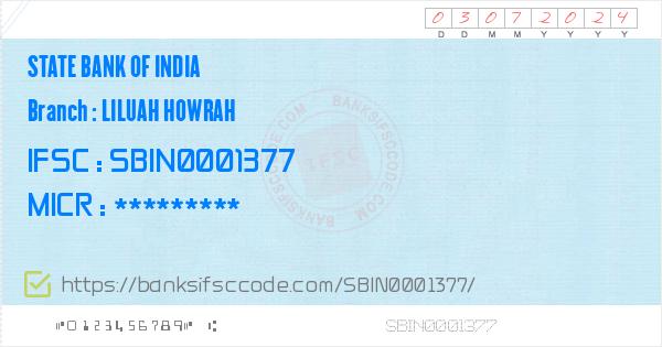 State Bank of India Liluah Howrah Branch IFSC Code - Howrah, SBI Liluah
