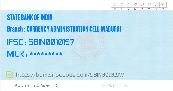 State Bank Of India Currency Administration Cell Madurai Branch Ifsc - 