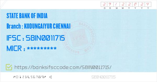 State Bank Of India Kodungaiyur Chennai Branch IFSC Code - Chennai, SBI ...