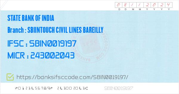 State Bank Of India Sbiintouch Civil Lines Bareilly Branch IFSC Code ...