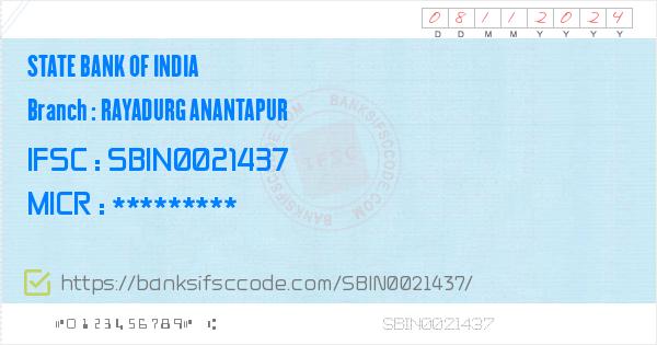 State Bank Of India Rayadurg Anantapur Branch IFSC Code - Anantapur ...