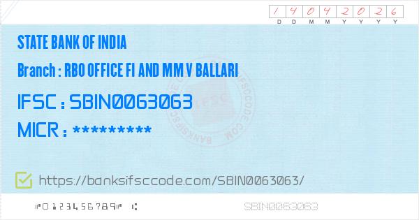 State Bank of India Rbo Office Fi And Mm V Ballari Branch IFSC Code ...